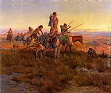 Charles Marion Russell In the Wake of the Buffalo Hunters painting
